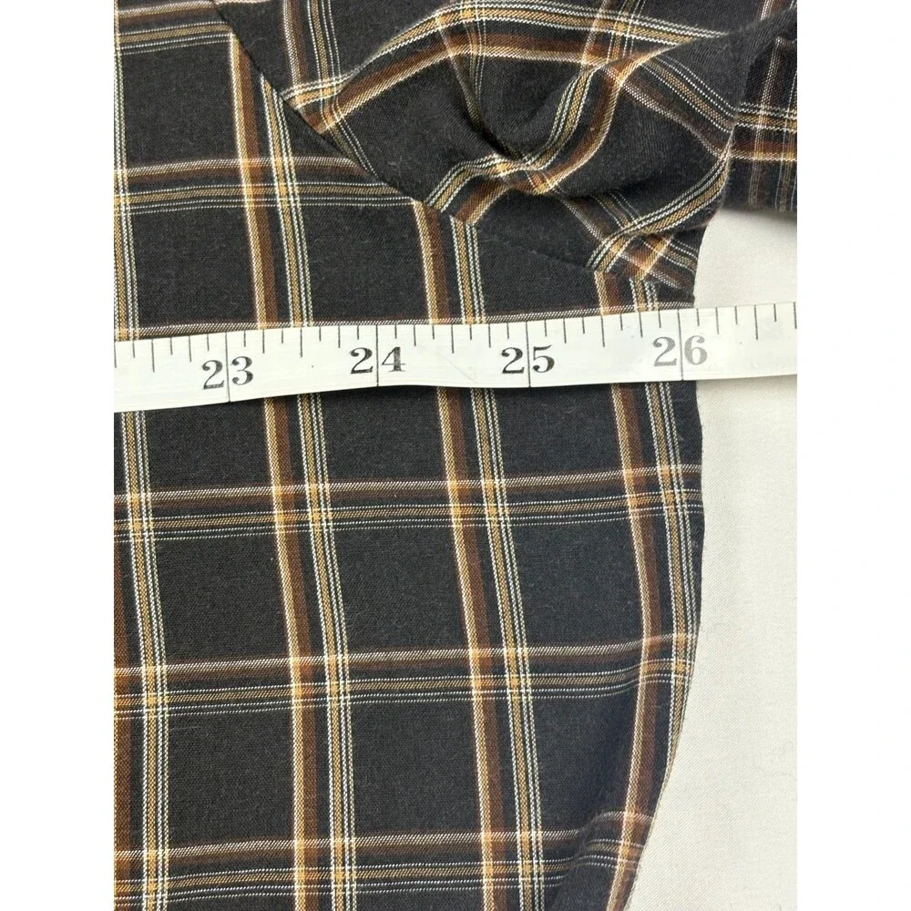 Ely Cattleman Western Shirt Mens XL Black Brown Plaid Pearl Snap Short Sleeve